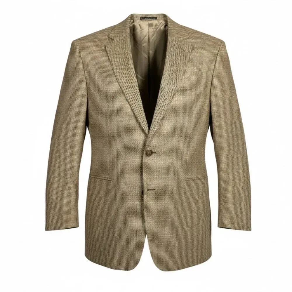90s VTG Lauren‎ Ralph Lauren Silk Wool Brown Tweed Blazer Suit Jacket Coat 44 L